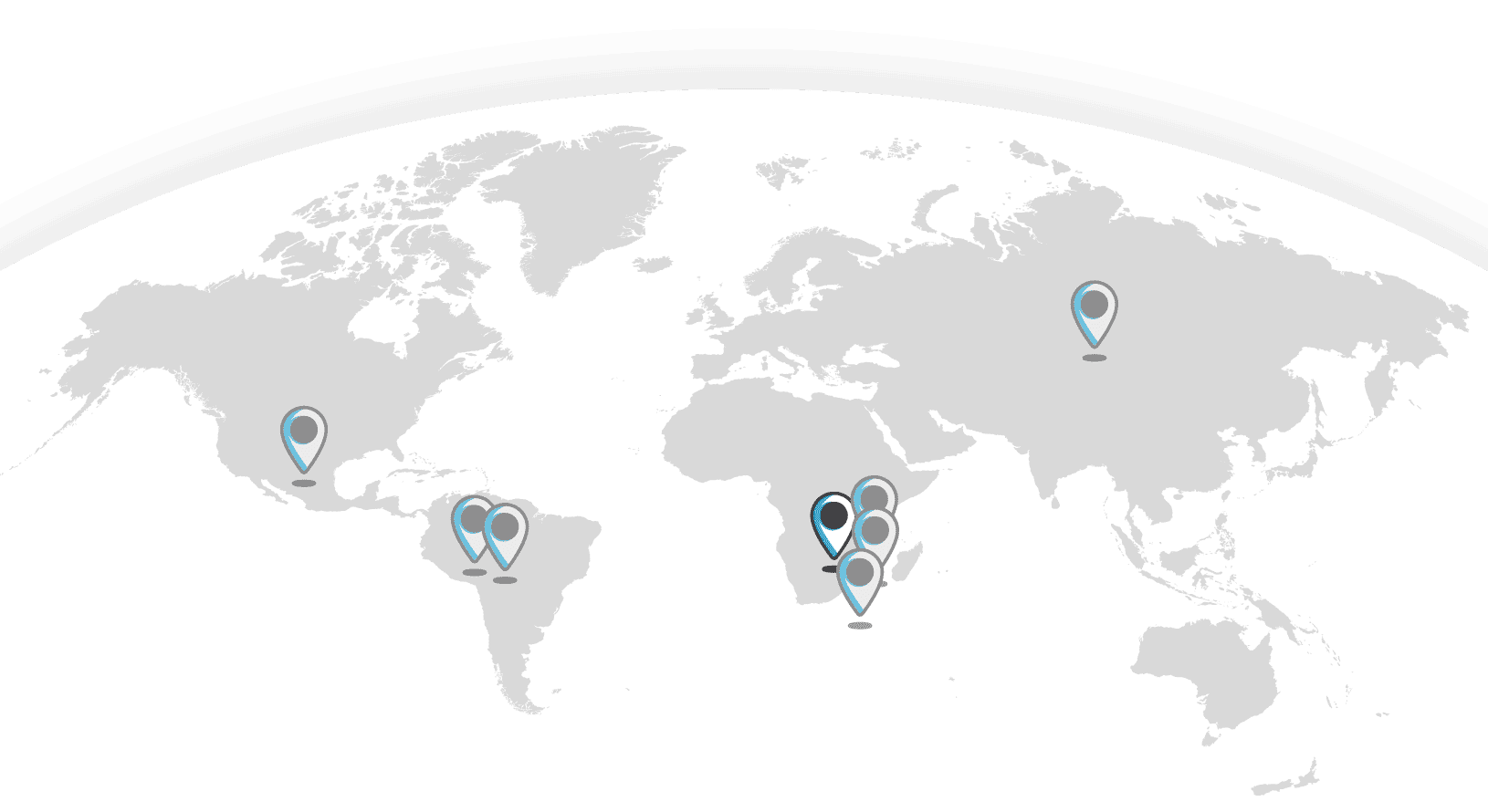 Graphic representation of a world map with the focus on the “Debswana Company Ltd Gaborone” mine in Botswana