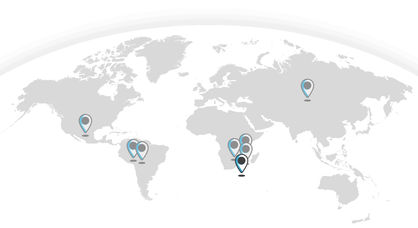 Graphic representation of a world map with the focus on the “Richard Bay Minerals” mine in South Africa